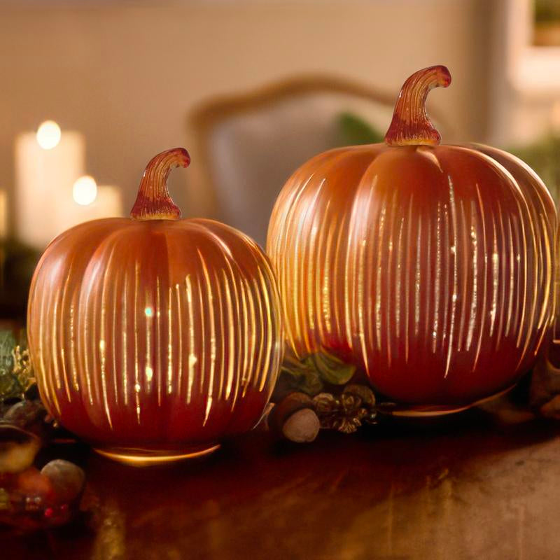 Glowing Crystal Pumpkin Lantern – Elegant Halloween & Holiday Decor, Unique Gift Idea for the Festive Season