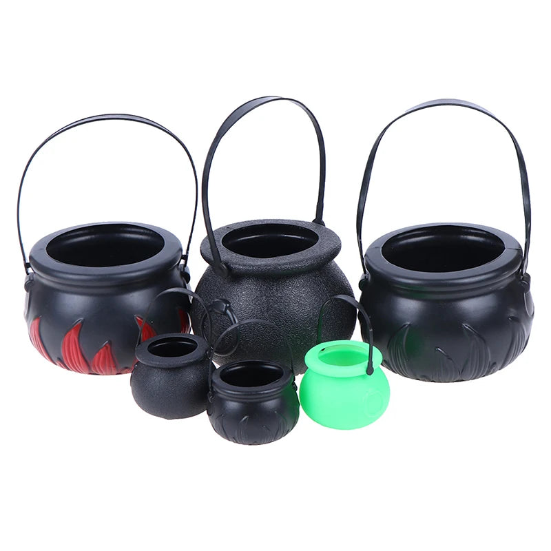 Halloween Candy Pot Cauldron – Novelty Skull Witch Bucket Ornament for Spooky Decor