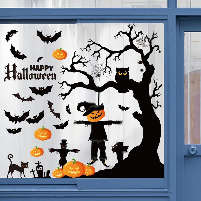 Halloween Window Decals – Reusable Pumpkin & Ghost Clings for Festive Window Decor