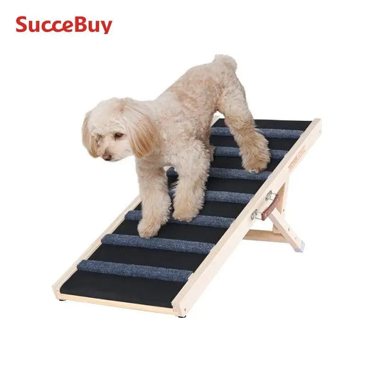 Adjustable Dog Ramp – Folding, Anti-Slip Wooden Ramp for Small & Old Dogs