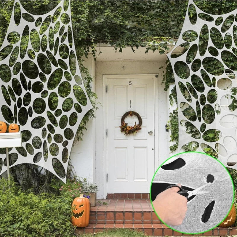 Giant Stretchable Halloween Spider Web – Cotton Cobweb Decor for Haunted House & Party