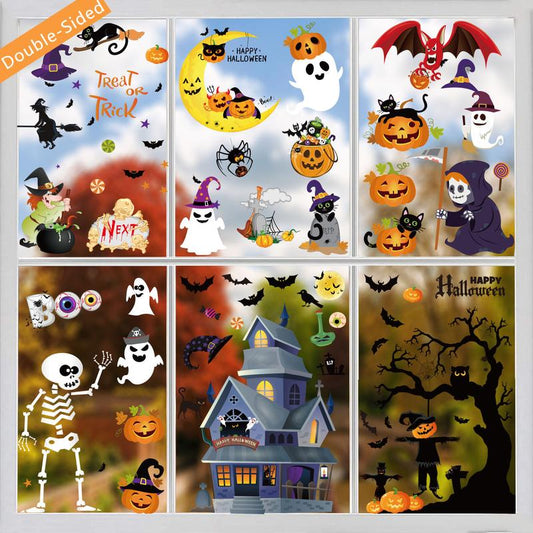 Halloween Window Decals – Reusable Pumpkin & Ghost Clings for Festive Window Decor