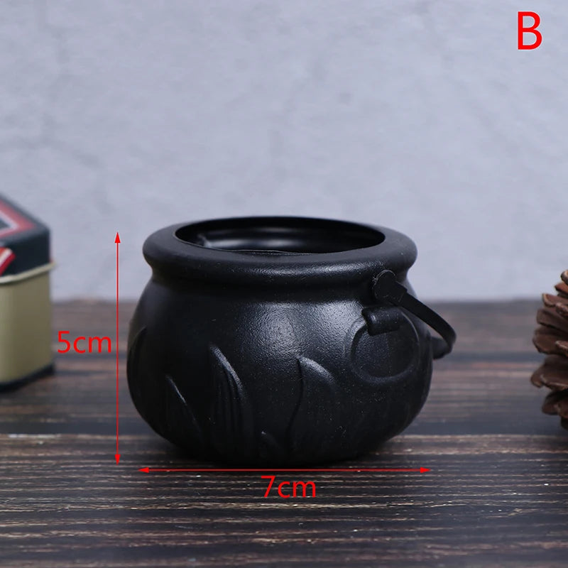 Halloween Candy Pot Cauldron – Novelty Skull Witch Bucket Ornament for Spooky Decor