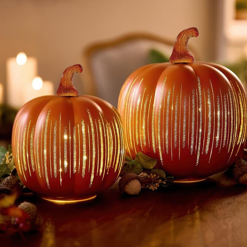 Glowing Crystal Pumpkin Lantern – Elegant Halloween & Holiday Decor, Unique Gift Idea for the Festive Season
