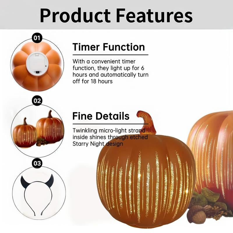 Glowing Crystal Pumpkin Lantern – Elegant Halloween & Holiday Decor, Unique Gift Idea for the Festive Season
