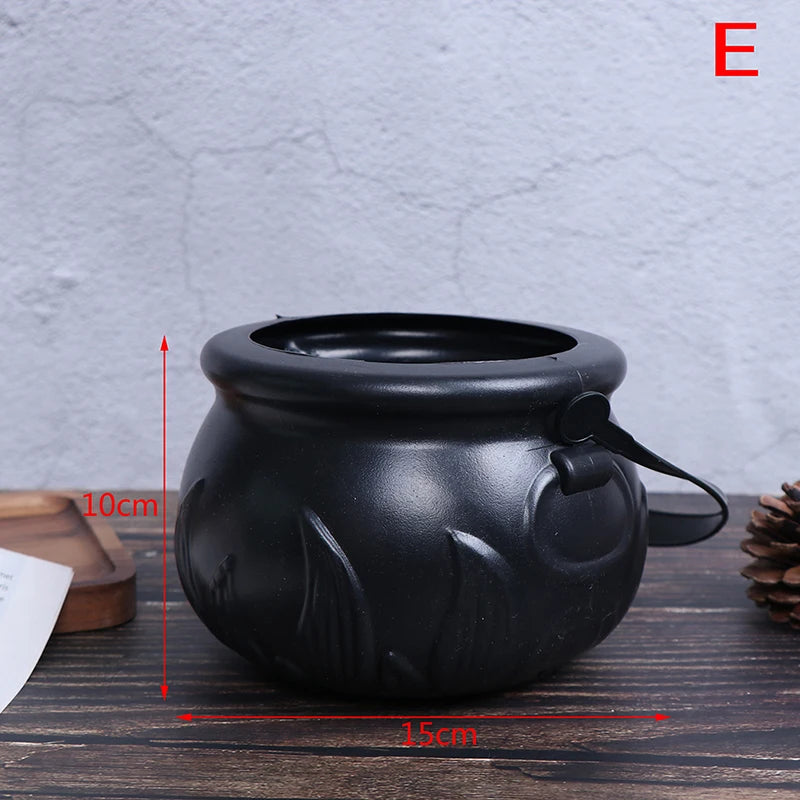 Halloween Candy Pot Cauldron – Novelty Skull Witch Bucket Ornament for Spooky Decor