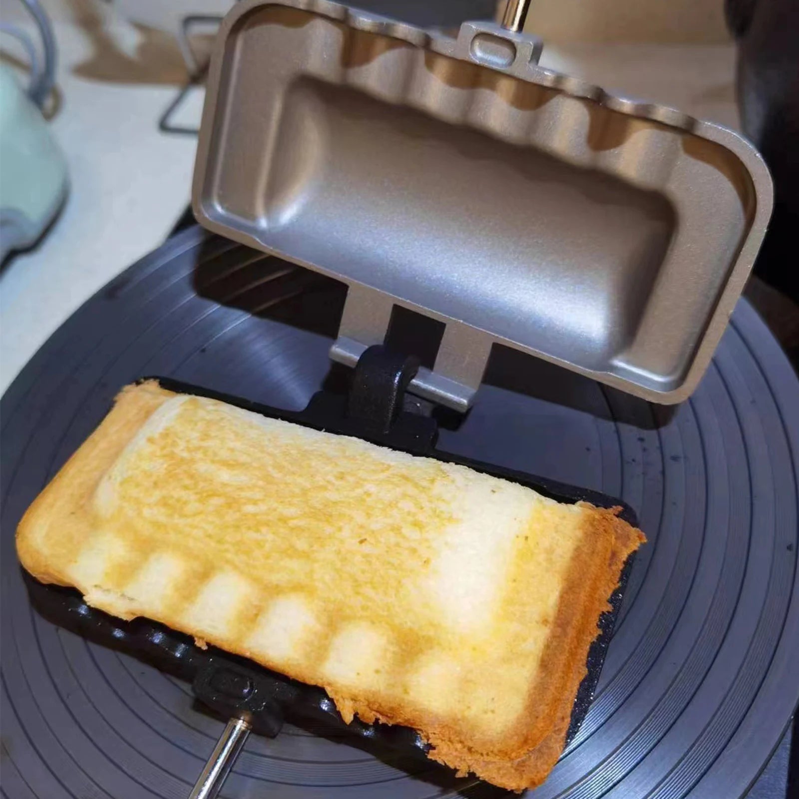 Double-Sided Hot Dog Toaster & Sandwich Maker - Non-Stick Mini Fry Pan for Cheese and More - Portable for Home and Camping
