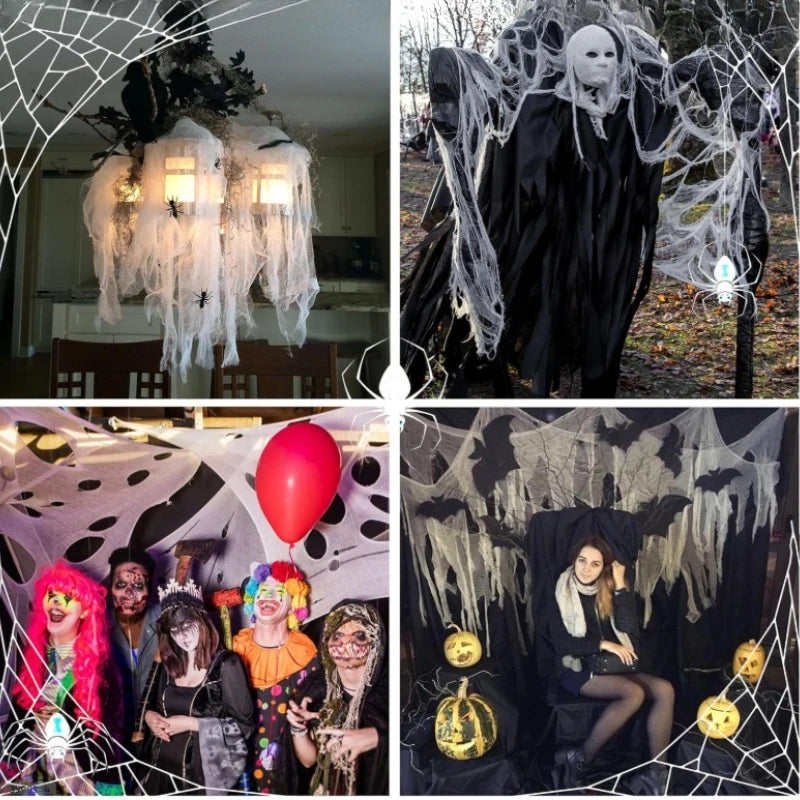 Giant Stretchable Halloween Spider Web – Cotton Cobweb Decor for Haunted House & Party